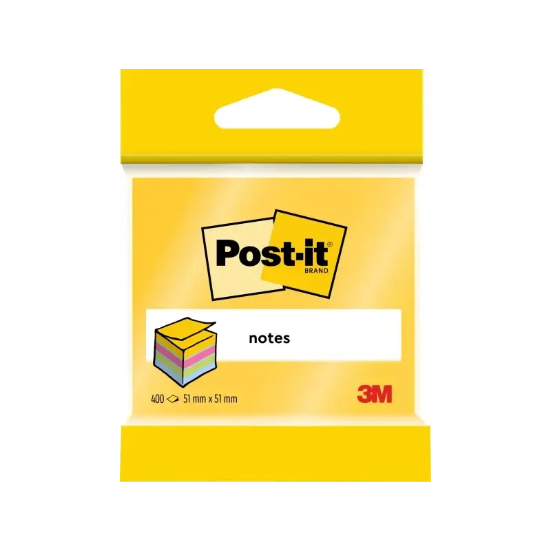 Post-It Cubo de 400 Notas Adhesivas Reposicionables - Forma Cuadrada - 51x51mm - Colores Surtidos | Ahorro Imprimiendo