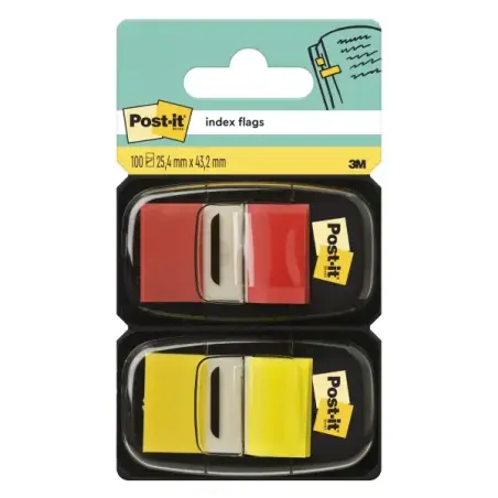 Post-It Index Pack de 2 Dispensadores con 100 Marcadores de Indice Reposicionables - Forma Rectangular - Colores Surtidos | Ahor