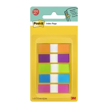 Post-It Index Dispensador con 100 Marcadores de Indice Reposicionables - Forma Rectangular - Colores Surtidos | Ahorro Imprimien
