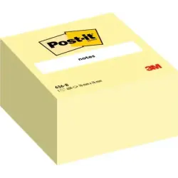 Post-It Cubo de 450 Notas Adhesivas Reposicionables - Forma Cuadrada - 76x76mm - Color Amarillo Claro | Ahorro Imprimiendo