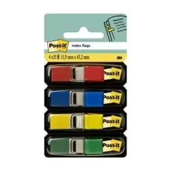Post-it Index Pack de 4 Dispensadores con 35 Marcadores Reposicionables 11.9 x 43.2mm - Adherencia Firme - Para Marcar, Señalar