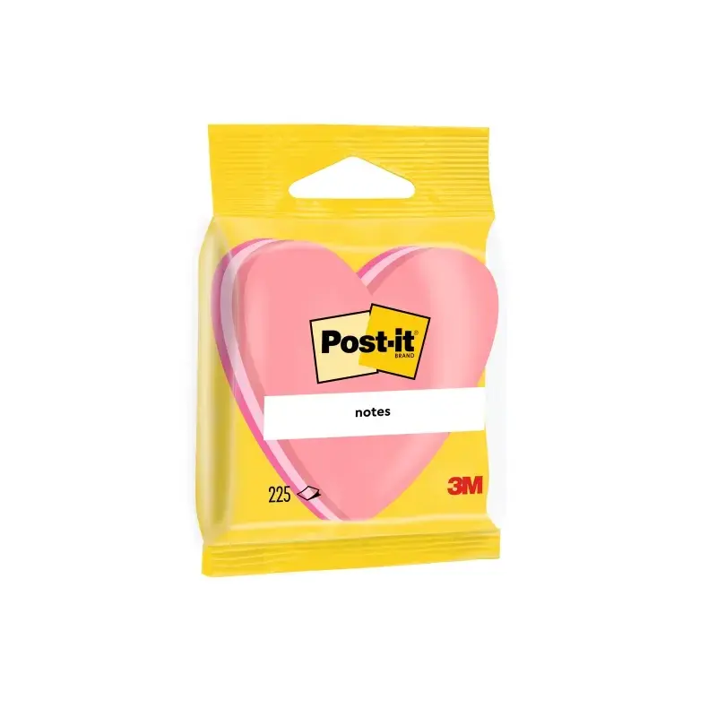 Post-It Bloc de 225 Notas Adhesivas Reposicionables - Forma Corazon - 70x70mm - Color Rosa | Ahorro Imprimiendo
