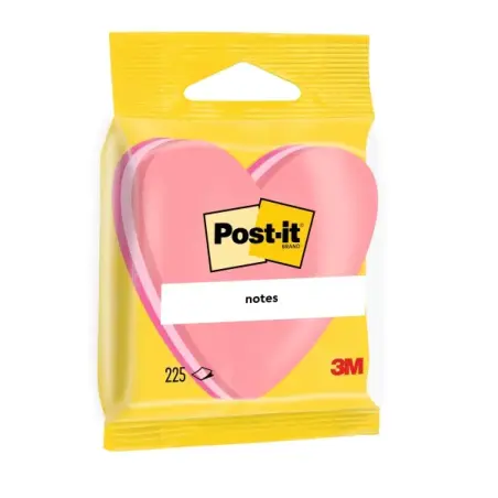 Post-It Bloc de 225 Notas Adhesivas Reposicionables - Forma Corazon - 70x70mm - Color Rosa | Ahorro Imprimiendo