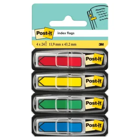 Post-It Index Pack de 4 Dispensadores con 24 Marcadores de Indice Reposicionables - Forma Rectangular - Colores Surtidos | Ahorr