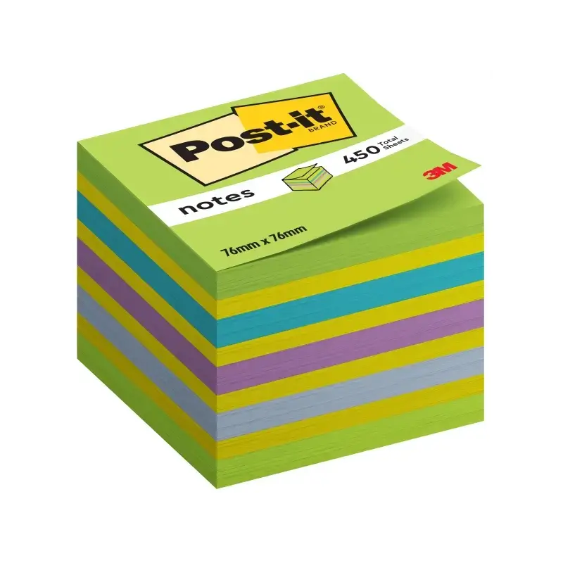 Post-It Cubo de 450 Notas Adhesivas Reposicionables - Forma Cuadrada - 76x76mm - Colores Surtidos | Ahorro Imprimiendo