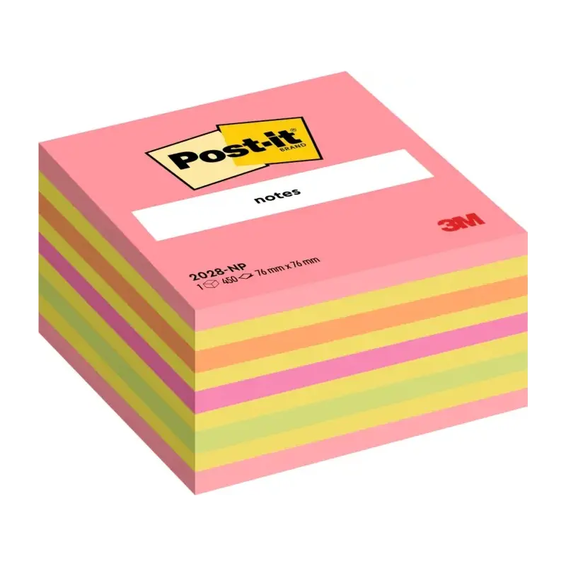 Post-It Cubo de 450 Notas Adhesivas Reposicionables - Forma Cuadrada - 76x76mm - Colores Surtidos | Ahorro Imprimiendo