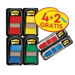 Post-It Index Pack de 6 Dispensadores con Marcadores de Indice Reposicionables - Forma Rectangular - Colores Surtidos | Ahorro I