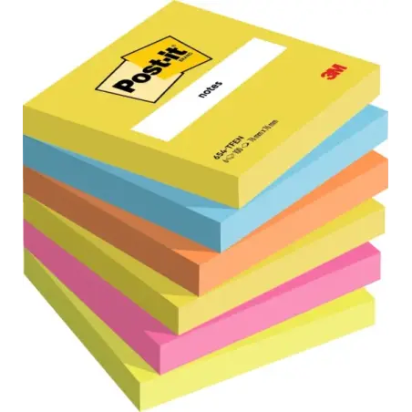 Post-It Pack de 6 Blocs de 100 Notas Adhesivas Reposicionables - Forma Cuadrada - 76x76mm - Colores Surtidos | Ahorro Imprimiend