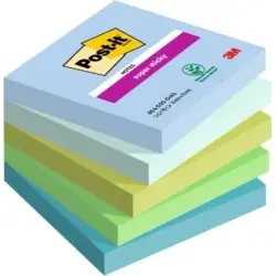 Post-It Super Sticky Pack de 5 Blocs de 90 Notas Adhesivas Reposicionables - Forma Cuadrada - 76x76mm - Colores Surtidos | Ahorr