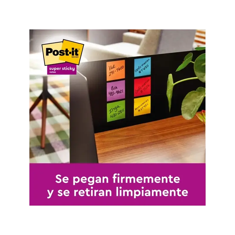 Post-It Super Sticky Pack de 5 Blocs de 90 Notas Adhesivas Reposicionables - Forma Cuadrada - 76x76mm - Colores Surtidos | Ahorr