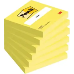 Post-It Pack de 6 Blocs de 100 Notas Adhesivas Reposicionables - Forma Cuadrada - 76x76mm - Color Amarillo Neon | Ahorro Imprimi