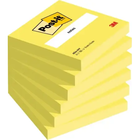 Post-It Pack de 6 Blocs de 100 Notas Adhesivas Reposicionables - Forma Cuadrada - 76x76mm - Color Amarillo Neon | Ahorro Imprimi