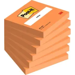 Post-It Pack de 6 Blocs de 100 Notas Adhesivas Reposicionables - Forma Cuadrada - 76x76mm - Color Naranja | Ahorro Imprimiendo