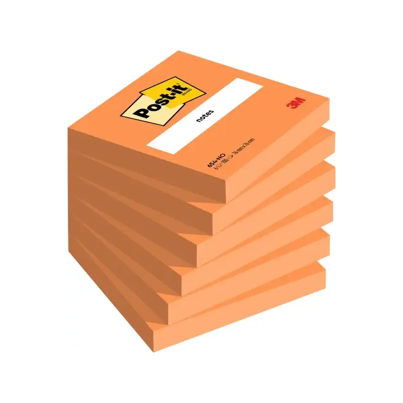 Post-It Pack de 6 Blocs de 100 Notas Adhesivas Reposicionables - Forma Cuadrada - 76x76mm - Color Naranja | Ahorro Imprimiendo