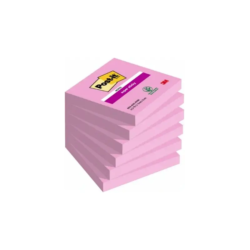 Post-It Pack de 6 Blocs de 100 Notas Adhesivas Reposicionables - Forma Cuadrada - 76x76mm - Color Rosa | Ahorro Imprimiendo