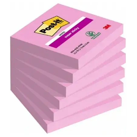 Post-It Pack de 6 Blocs de 100 Notas Adhesivas Reposicionables - Forma Cuadrada - 76x76mm - Color Rosa | Ahorro Imprimiendo