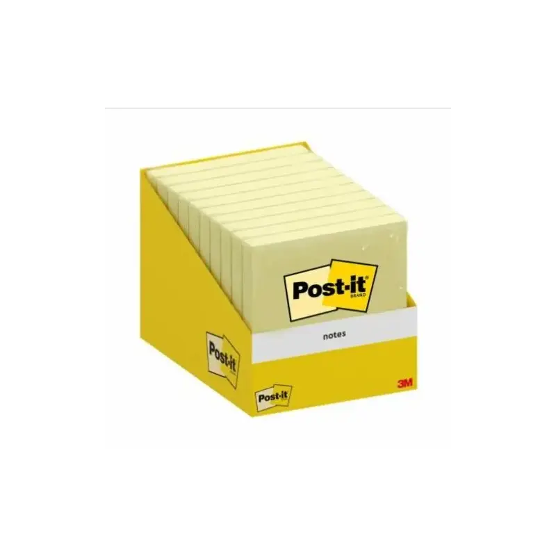 Post-It Pack de 10 Blocs de 100 Notas Adhesivas Reposicionables - Forma Cuadrada - 76x76mm - Color Amarillo Claro | Ahorro Impri