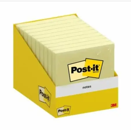 Post-It Pack de 10 Blocs de 100 Notas Adhesivas Reposicionables - Forma Cuadrada - 76x76mm - Color Amarillo Claro | Ahorro Impri