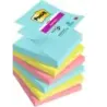 Post-It Super Sticky Pack de 6 Blocs de 90 Notas Adhesivas Reposicionables - Forma Cuadrada - 76x76mm - en Zig-Zag - Colores Sur