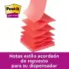 Post-It Super Sticky Pack de 6 Blocs de 90 Notas Adhesivas Reposicionables - Forma Cuadrada - 76x76mm - en Zig-Zag - Colores Sur
