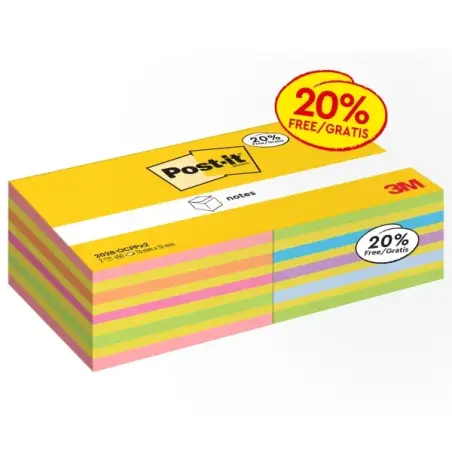 Post-It Pack de 2 Cubos de 450 Notas Adhesivas Reposicionables - Forma Cuadrada - Colores Surtidos | Ahorro Imprimiendo