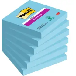 Post-It Super Sticky Pack de 6 Blocs de 90 Notas Adhesivas Reposicionables - Forma Cuadrada - 76x76mm - Color Azul | Ahorro Impr