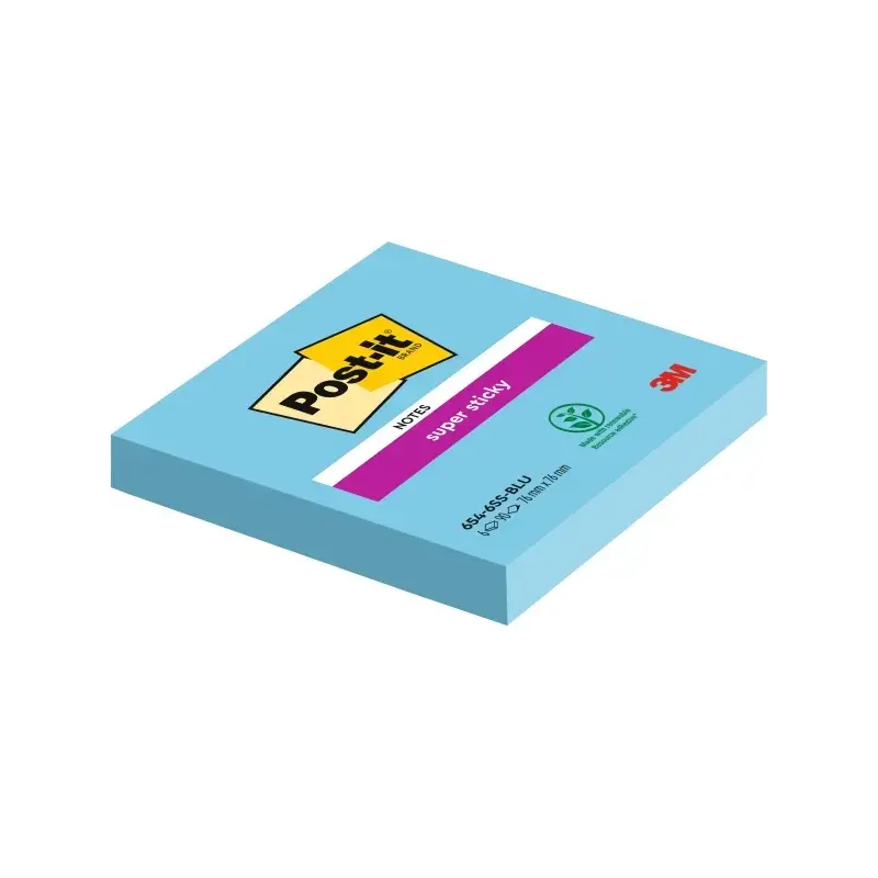 Post-It Super Sticky Pack de 6 Blocs de 90 Notas Adhesivas Reposicionables - Forma Cuadrada - 76x76mm - Color Azul | Ahorro Impr
