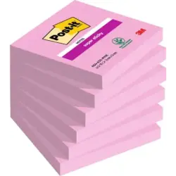 Post-It Super Sticky Pack de 6 Blocs de 90 Notas Adhesivas Reposicionables - 76x76mm - 100% PEFC - Color Rosa | Ahorro Imprimien