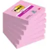 Post-It Super Sticky Pack de 6 Blocs de 90 Notas Adhesivas Reposicionables - 76x76mm - 100% PEFC - Color Rosa | Ahorro Imprimien