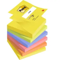 Post-It Pack de 6 Blocs de 100 Z-Notas Adhesivas Reposicionables 76x76mm - Forma Cuadrada - Colores Surtidos | Ahorro Imprimiend