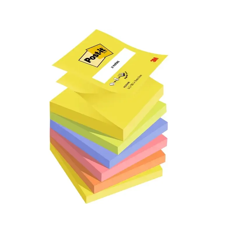 Post-It Pack de 6 Blocs de 100 Z-Notas Adhesivas Reposicionables 76x76mm - Forma Cuadrada - Colores Surtidos | Ahorro Imprimiend
