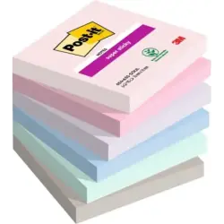 Post-It Super Sticky Pack de 6 Blocs de 90 Notas Adhesivas Reposicionables - Forma Cuadrada - 76x76mm - Colores Surtidos | Ahorr
