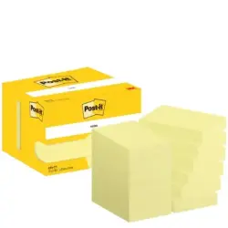 Post-It Pack de 12 Blocs de 100 Notas Adhesivas Reposicionables - Forma Rectangular - 51x76mm - Color Amarillo Claro | Ahorro Im