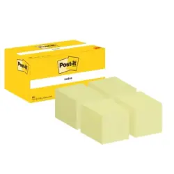 Post-It Pack de 12 Blocs de 100 Notas Adhesivas Reposicionables 38x51mm - Forma Rectangular - Color Amarillo Claro | Ahorro Impr