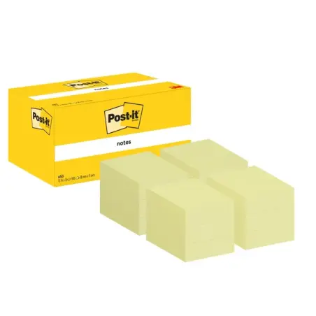Post-It Pack de 12 Blocs de 100 Notas Adhesivas Reposicionables 38x51mm - Forma Rectangular - Color Amarillo Claro | Ahorro Impr