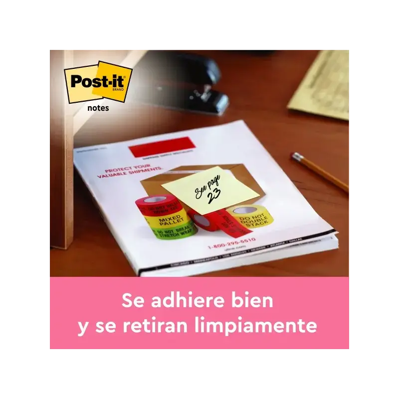 Post-It Pack de 12 Blocs de 100 Notas Adhesivas Reposicionables - Forma Rectangular - 76x127mm - Color Amarillo Claro | Ahorro I