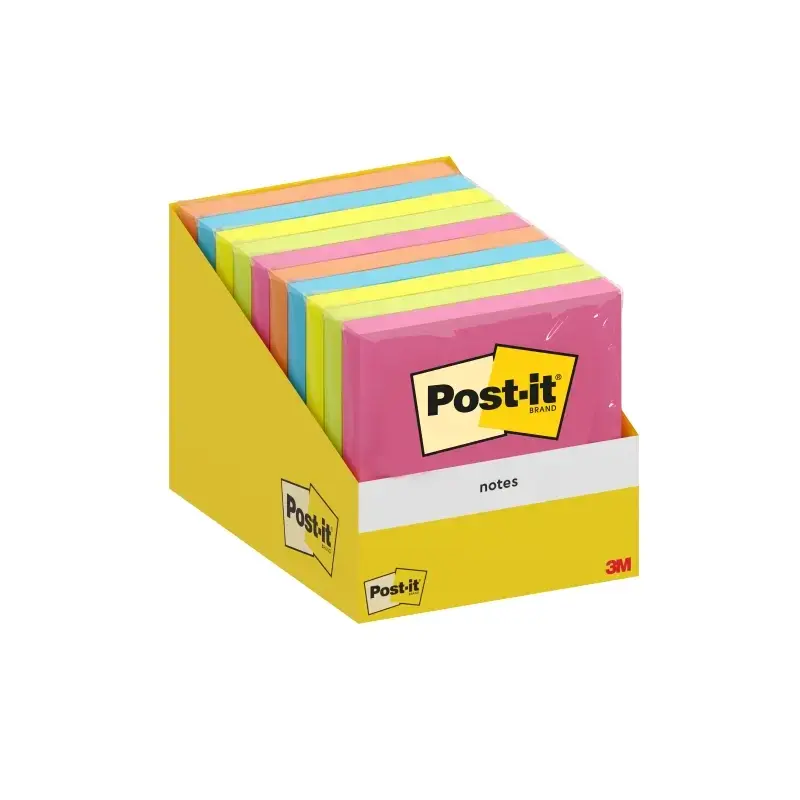 Post-It Pack de 10 Blocs de 100 Notas Adhesivas Reposicionables - Forma Cuadrada - 76x76mm - Colores Surtidos | Ahorro Imprimien