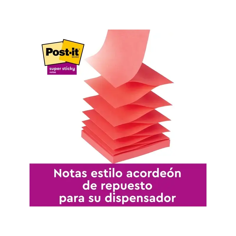 Post-It Super Sticky Pack de 12 Blocs de 90 Notas Adhesivas Reposicionables Zig-Zag 76x76mm - Forma Cuadrada - Color Amarillo Cl