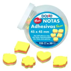 Dohe Expositor de 30 Mini Blocs de 125 Notas Adhesivas - Tamaño 45x45mm - Formas Surtidas - Colores Neon Surtidos | Ahorro Impri