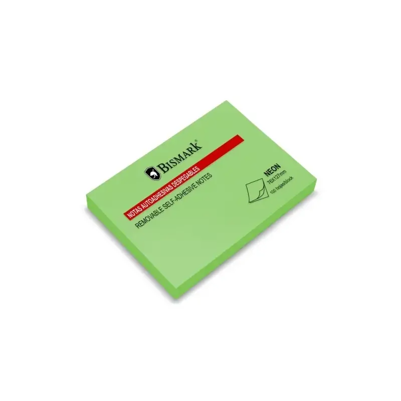 Bismark Bloc de 100 Notas Adhesivas 76x127mm - Color Verde Neon | Ahorro Imprimiendo