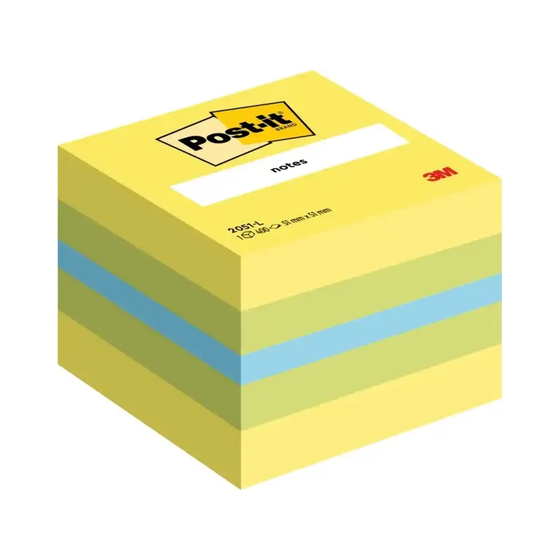 Post-It Cubo de 400 Notas Adhesivas Reposicionables - Forma Cuadrada - 51x51mm - Colores Surtidos | Ahorro Imprimiendo