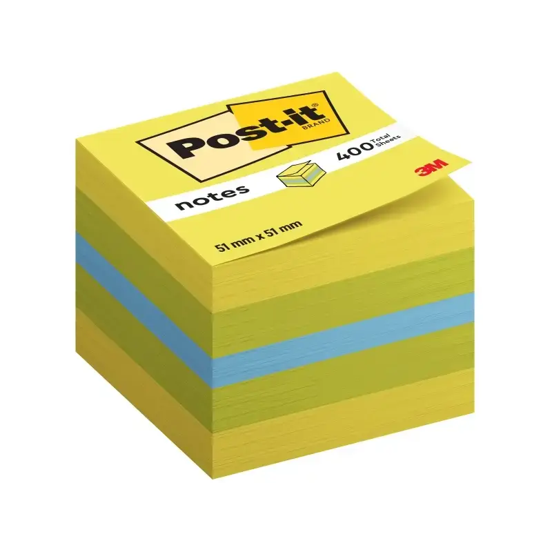 Post-It Cubo de 400 Notas Adhesivas Reposicionables - Forma Cuadrada - 51x51mm - Colores Surtidos | Ahorro Imprimiendo