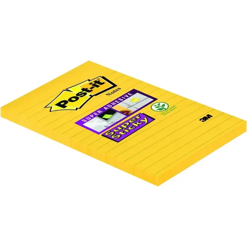 Post-It Super Sticky Bloc de 75 Notas Adhesivas Reposicionables - Forma Rectangular - 101x152mm - Color Ultra Amarillo | Ahorro