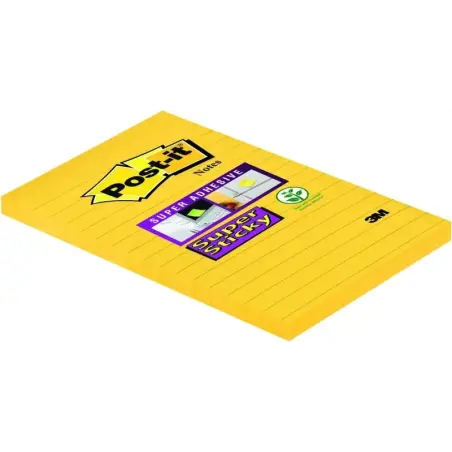 Post-It Super Sticky Bloc de 75 Notas Adhesivas Reposicionables - Forma Rectangular - 101x152mm - Color Ultra Amarillo | Ahorro