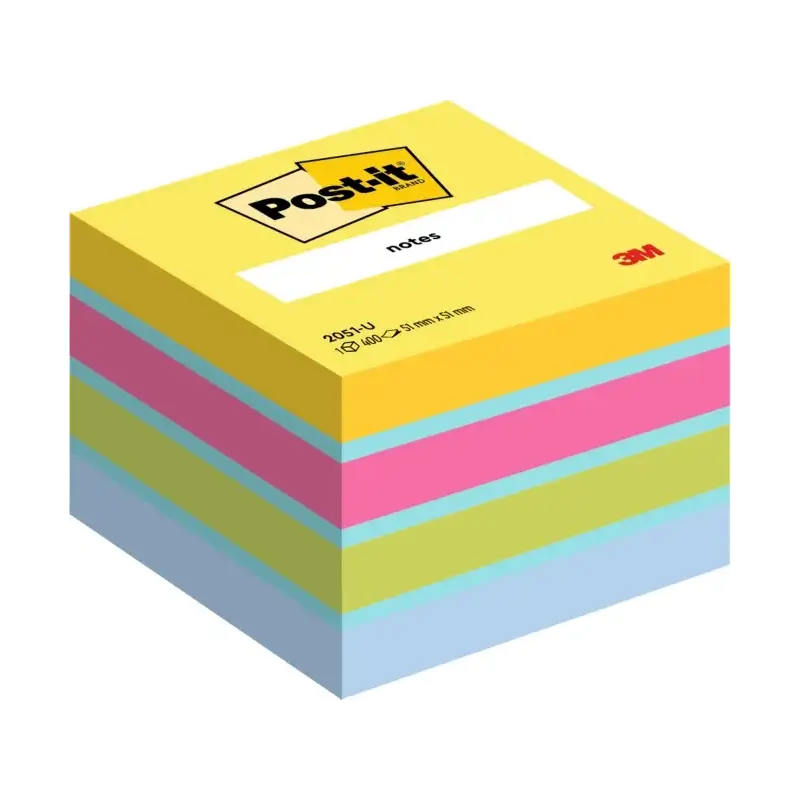 Post-It Cubo de 400 Notas Adhesivas Reposicionables - Forma Cuadrada - 51x51mm - Colores Surtidos | Ahorro Imprimiendo