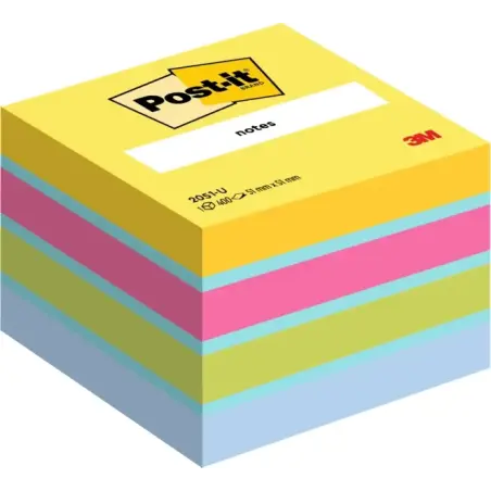 Post-It Cubo de 400 Notas Adhesivas Reposicionables - Forma Cuadrada - 51x51mm - Colores Surtidos | Ahorro Imprimiendo