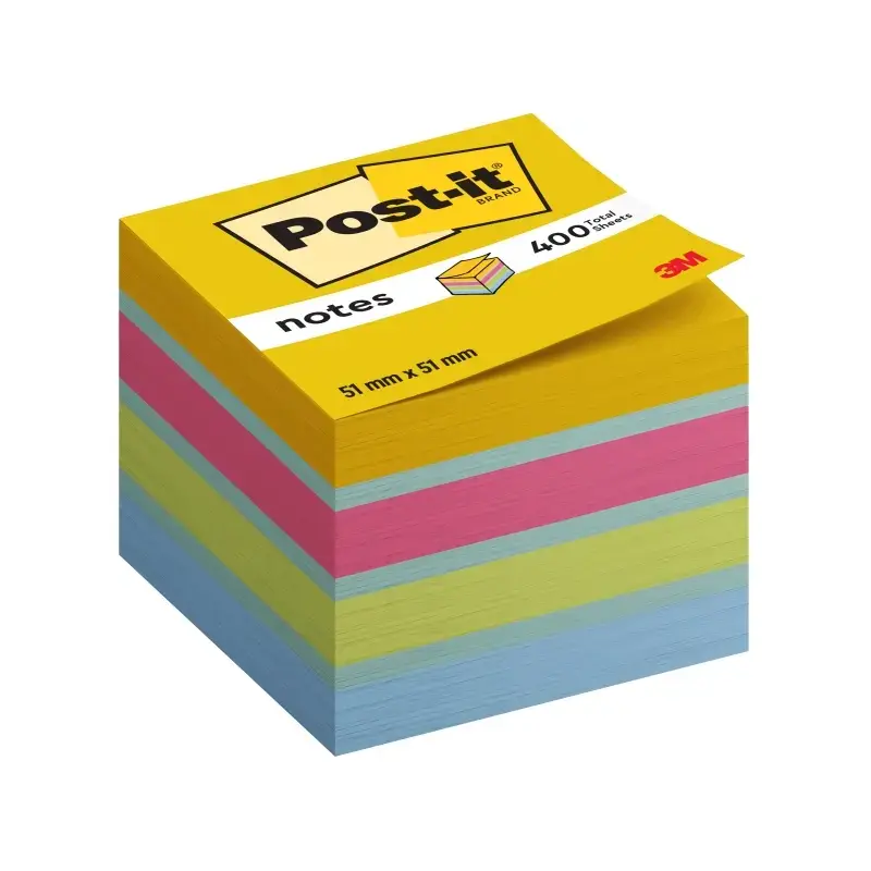 Post-It Cubo de 400 Notas Adhesivas Reposicionables - Forma Cuadrada - 51x51mm - Colores Surtidos | Ahorro Imprimiendo