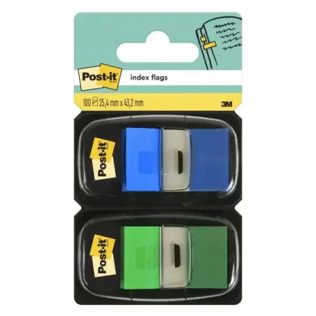 Post-It Index Pack de 2 Dispensadores con 100 Marcadores de Indice Reposicionables - Forma Rectangular - Colores Surtidos | Ahor