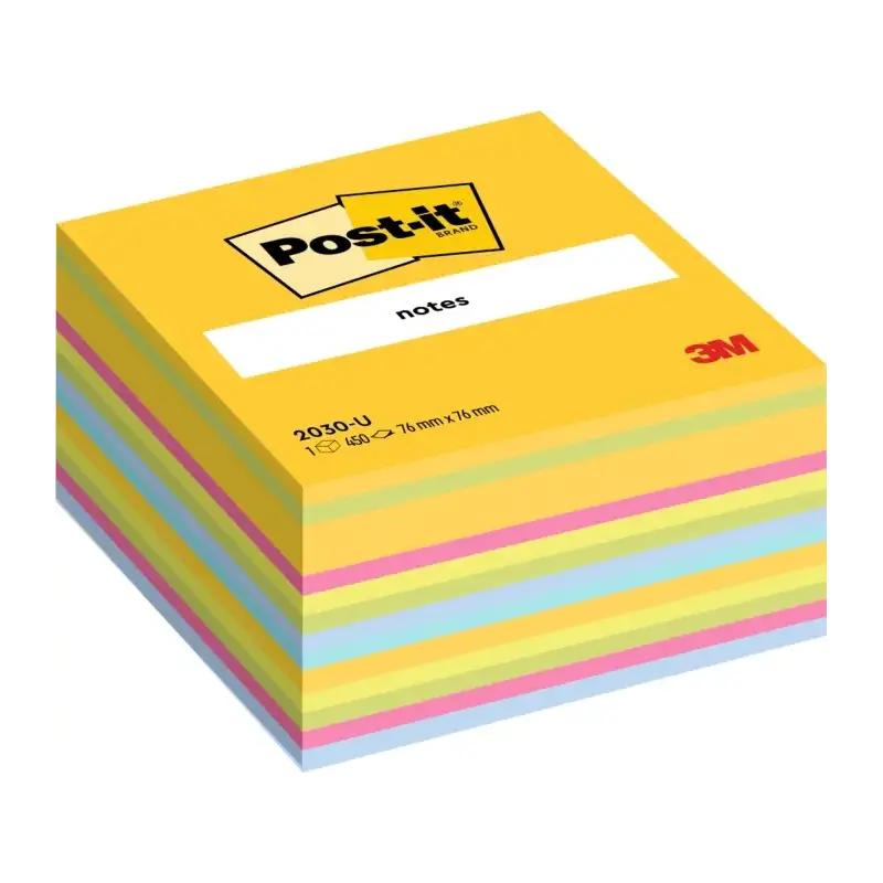 Post-It Cubo de 450 Notas Adhesivas Reposicionables - Forma Cuadrada - 76x76mm - Colores Surtidos | Ahorro Imprimiendo