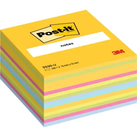 Post-It Cubo de 450 Notas Adhesivas Reposicionables - Forma Cuadrada - 76x76mm - Colores Surtidos | Ahorro Imprimiendo